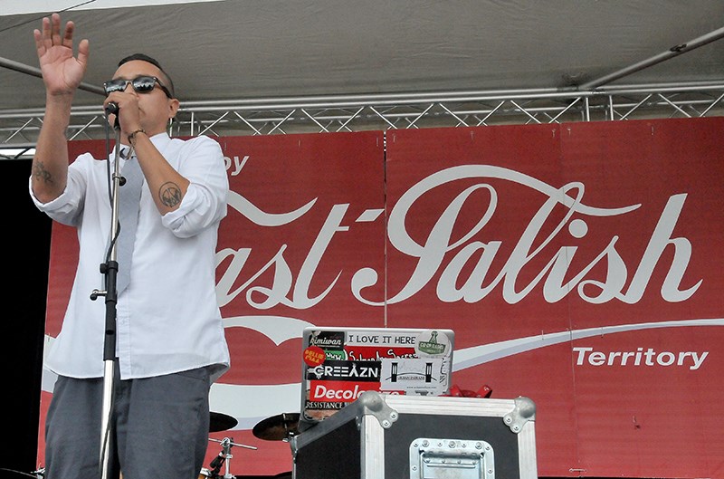 Rapper Ronnie Dean Harris, a descendent of a Kwikwetlem First Nation chief, performs on stage at the inaugural All Nations Festival in Coquitlam.