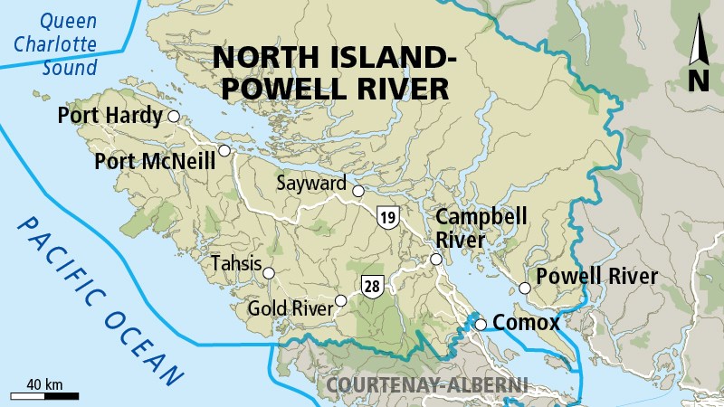 North Island-Powell River riding map