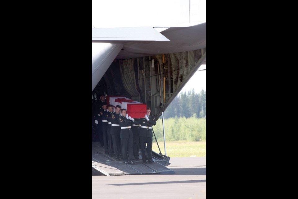 The body of Pte. Kirby Tott returned to Prince George Thursday. Pte. Tott passed away last Saturday at Canadian Forces Base Shilo. The plane that brought him home was a CC-130J Hercules.