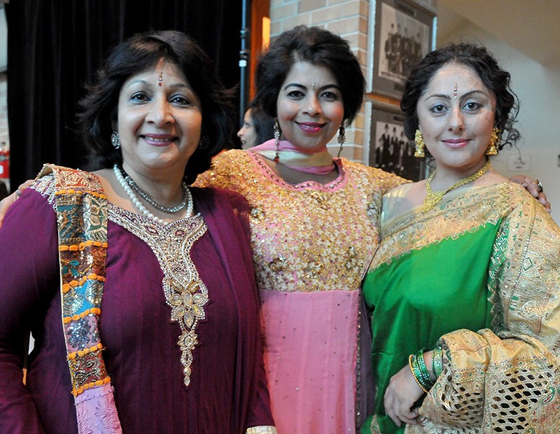 Lovely colours and beadwork on the saris of (left to right) Menna Phadkar, Chandni Appadurai and Nina Kumari Buddhdev, who is organizing this year’s BC Culture Days in the Tri-Cities.
