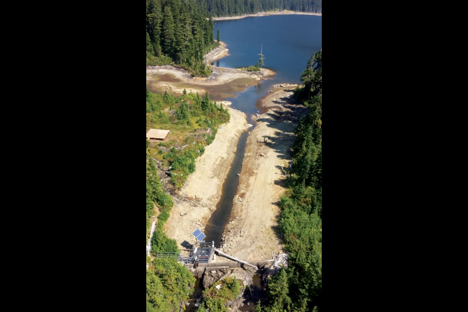 The Chapman Lake outlet on Aug. 12. Recent rainfall was not sufficient to increase lake levels, and forecasts call for hot, dry weather to continue into fall.