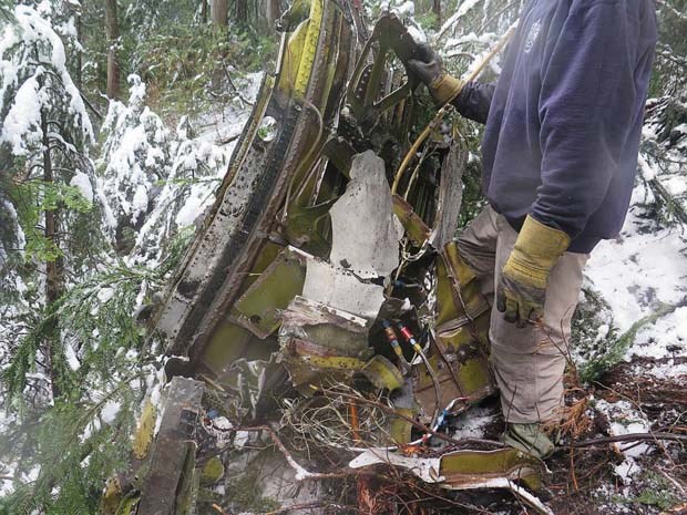 A piece of Carson Air plan that crashed in the North Shore Mountains in April.