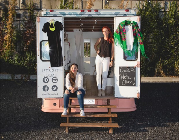 Karolina Jasinski and Kora Pridy, co-owners of Ardillas United, can squeeze 300 pieces of merchandise and a fitting room into their roaming retail store, which stops in Lower Lonsdale on Saturday, Aug. 22.