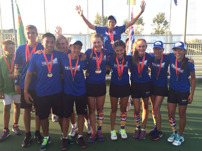 Richmond's Jessie Gong (far right) helped B.C. capture gold in the Mixed Team Event at the Western Canada Summer Games in Wood Buffalo, Alberta.
