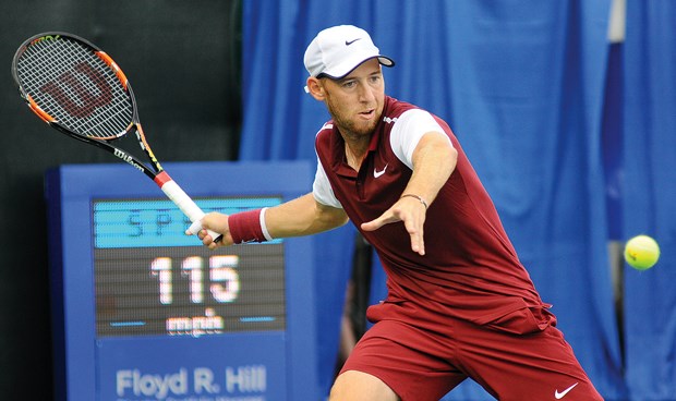 Dudi Sela loads up a forehand during the Odlum Brown VanOpen men’s singles final held Sunday at Hollyburn Country Club. The Israeli beat Australia’s John-Patrick Smith 6-4, 7-5 to win his fourth VanOpen title. Sela’s first win came way back in 2005.