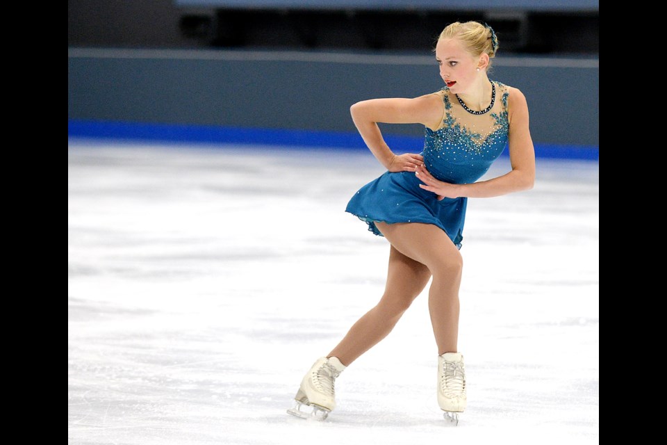 08-16-15
Kayla Smart , Mt. Boucherie SC.
Junior Girls div, BC Summerskate figure skating competition at Burnaby 8 Rinks.
Photo: Jennifer Gauthier