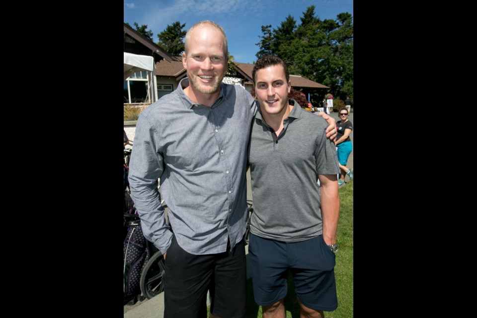 Olympic gold-medallist rower Adam Kreek, left, and Colorado Avalanche defenceman Tyson Barrie rallied for a good cause at the Power to Golf Charity Classic on Thursday.