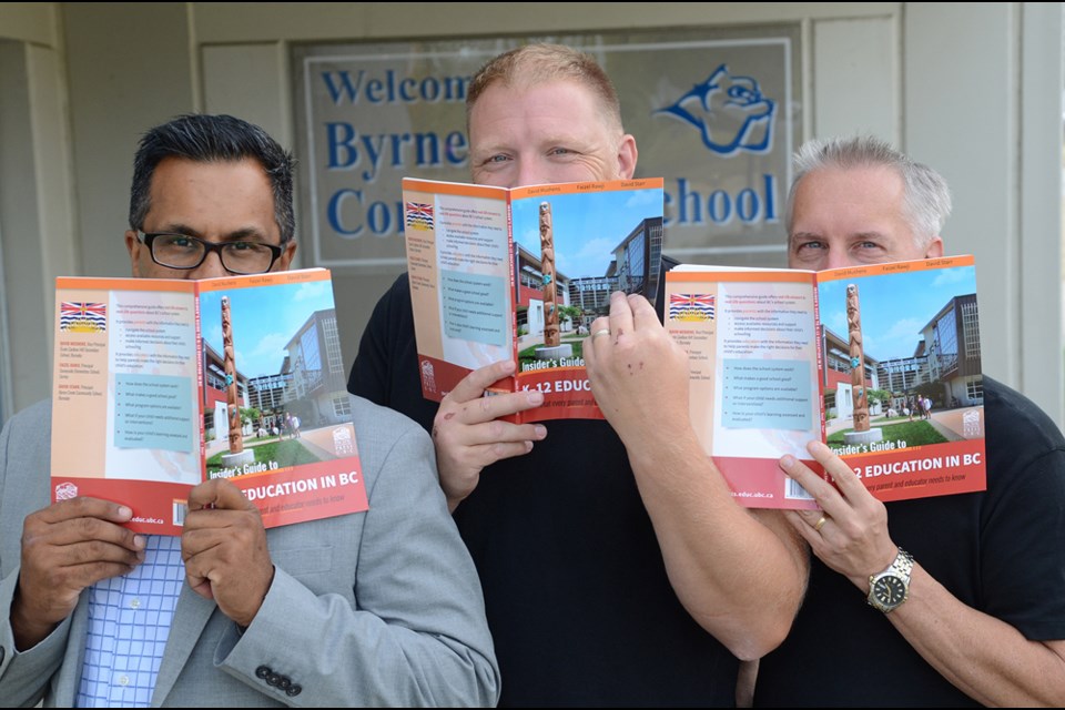 From left, Surrey principal Faizel Rawji, Byrne Creek principal David Starr and Cariboo Hill vice-principal David Mushens are giving parents the inside scoop on B.C. schools in a new book.