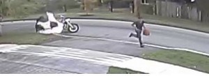 Wanted: New Westminster police are asking for the public’s help in identifying a suspect they believe set fire to a three-wheeled motorcycle on Tuesday.
