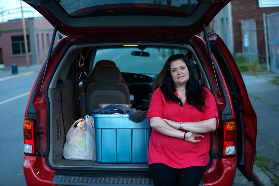 Thea Cunningham works out of the PEERS van that acts as a meeting place and mobile harm-reduction centre, with clean needles and mouthpieces for crack pipes — along with free clothes and toiletries.