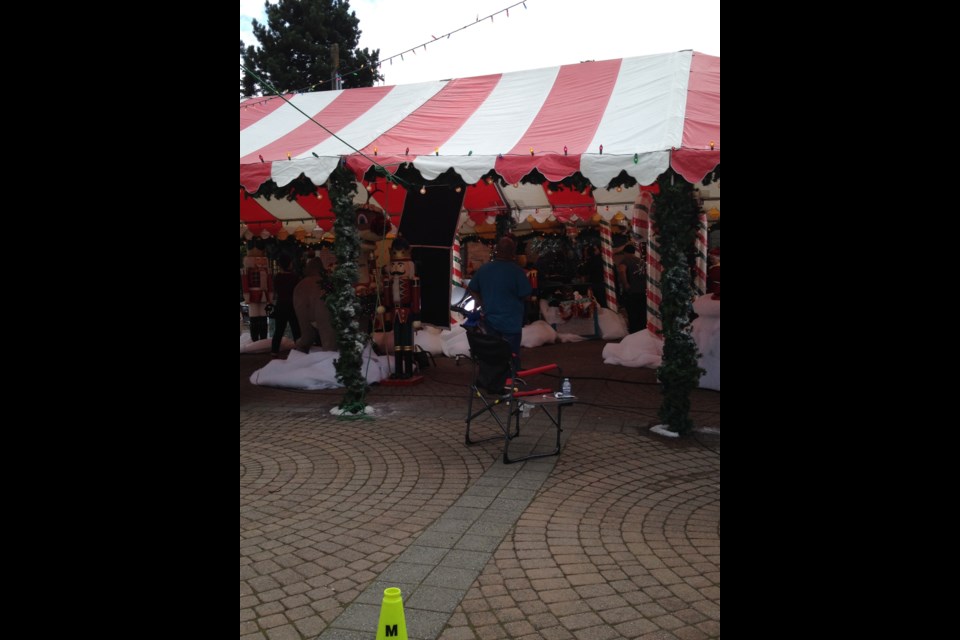 Christmas already? Well, not really. Film crews decorated Hyack Square in a holiday theme as part of the filming of Runaway Princess.