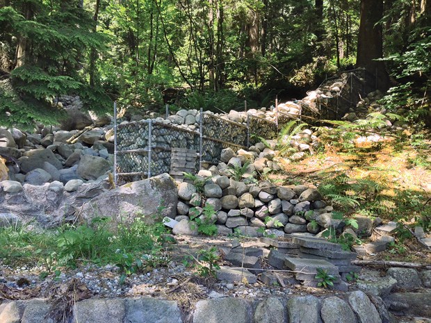 A view of the wall beginning to collapse into Panorama Creek in North Vancouver. photo supplied