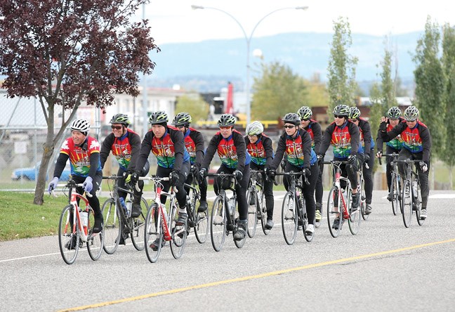 Riders from Tour de North Cops for Cancer tour arrived in Prince George on Saturday at the CN Centre parking lot.