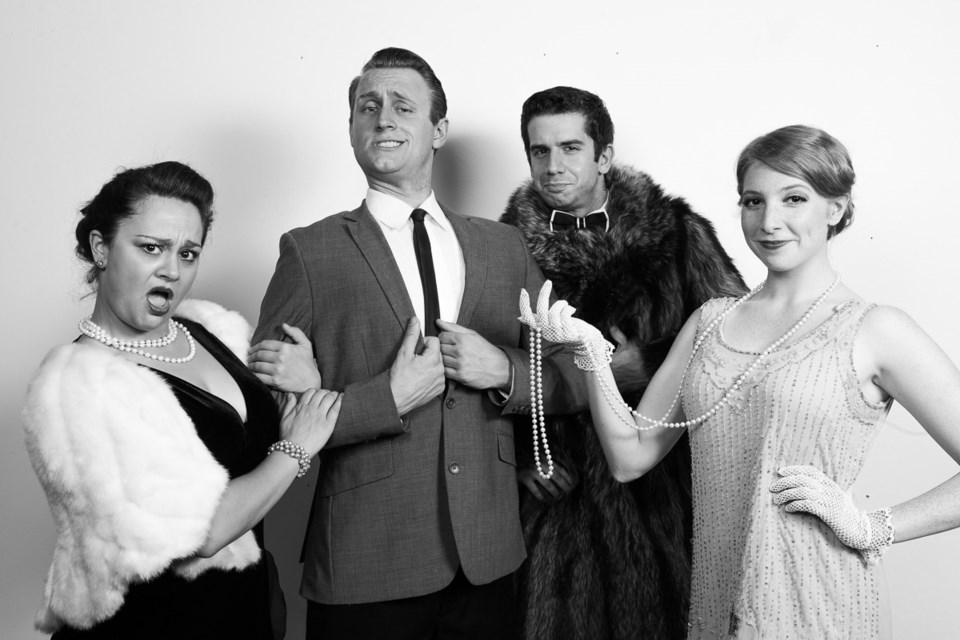 Left to right: Stephanie Liatopoulos as Adela, Jared Arthur as Jonathan Waltham, Dimitrios Stephanoy as Monty Montgomery, Katie Purych as Betty Lou Spence-The IT Girl.