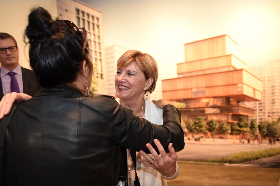 Vancouver Art Gallery director Kathleen Bartels in front of the design concept, which was revealed Tuesday. Photo Dan Toulgoet