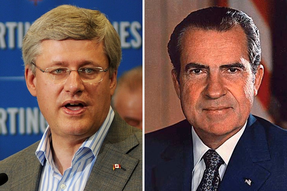 Stephen Harper photo Dan Toulgoet. Richard Nixon photo Wiki-commons