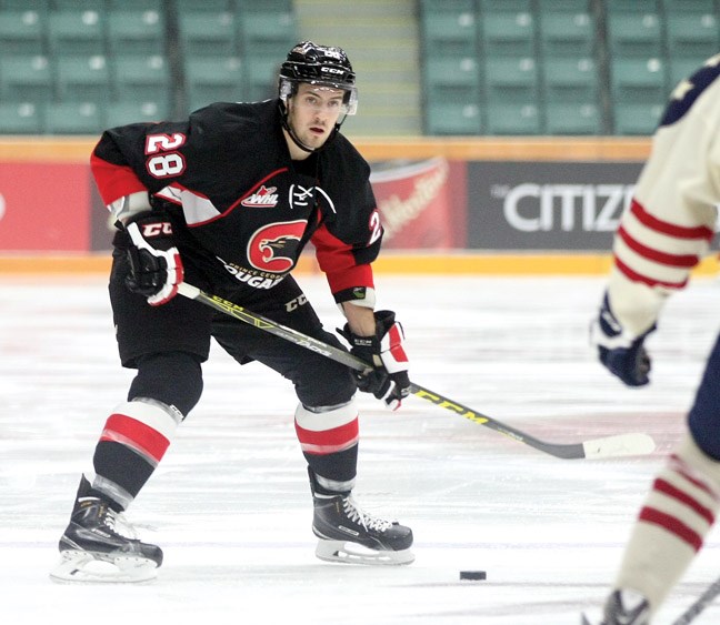 Josh Anderson looks for an open shot on net as the Prince George Cougars took on the Tri-City Americans on Saturday, in the second game of a weekend doubleheader at CN Centre.