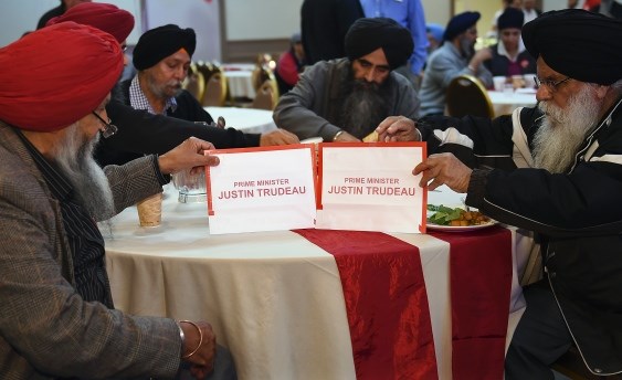 Supporters of Vancouver-South Liberal candidate Harjit Sajjan