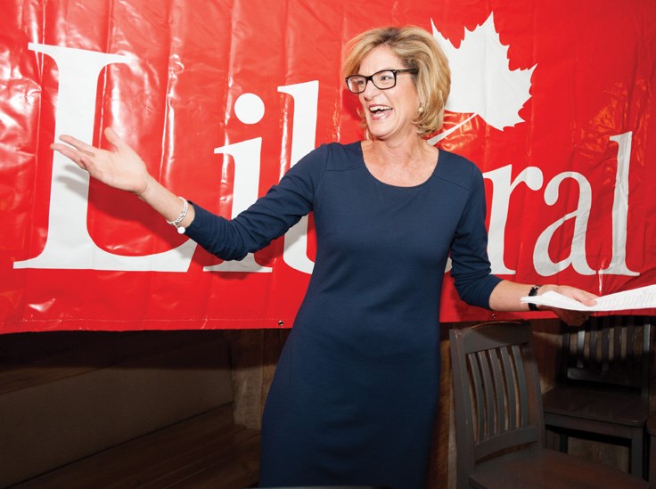 Liberal Pam Goldsmith-Jones addresses supporters in West Vancouver after her landslide win Monday.