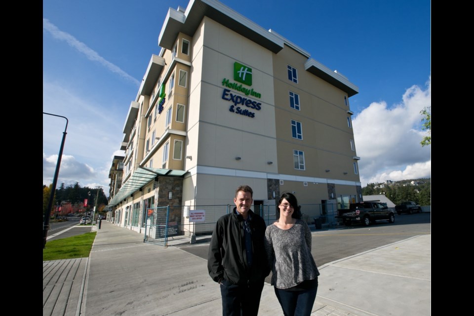 Developer Lloyd Wansbrough and hotel general manager Jauline Matkin hope to open the new Holiday Inn Express in Colwood on Nov. 2.