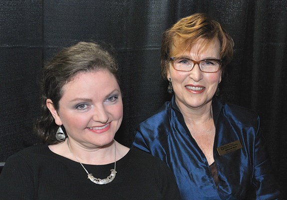 Library staff member Lesley Childs and board trustee Deb Ryan