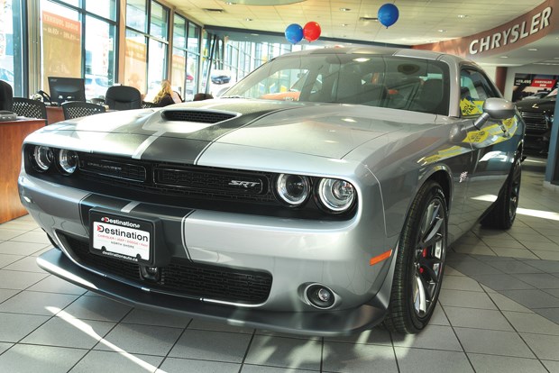 The big, fast, fun and friendly Dodge Challenger is a proper muscle car, one of the last true specimens of the breed. It’s got classic retro styling inside and out but commands modern roads with its mere presence. It is available at Destination Chrysler in the Northshore Auto Mall. photo Cindy Goodman, North Shore News