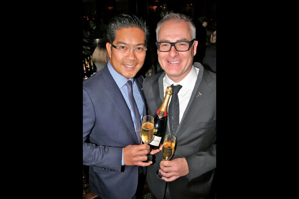 Trialto’s Tim Wilkins, vice-president and managing partner (right) partnered with Aston Martin’s Roberto Garcia for a James Bond fete held at Gerard Lounge.