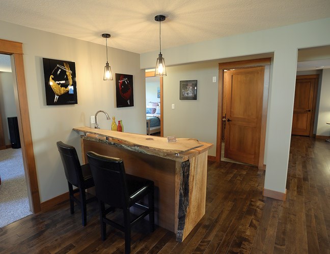 Wet bar in the basement of this year's Spruce King show home on Links Drive.
