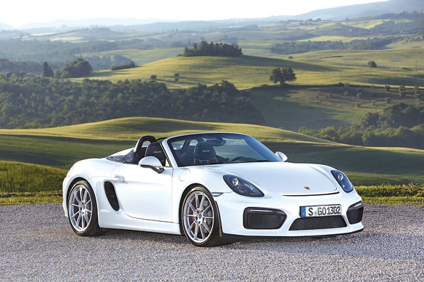 The Porsche Boxster Spyder is getting an engine upgrade, adding to the already stirring experience of driving this little speedster. Things get even better when you put the top down, although the mechanics for stowing the roof leave much to be desired. photo supplied