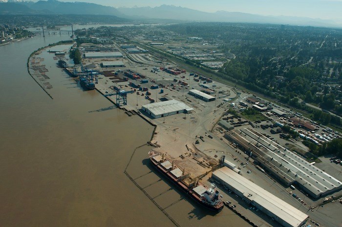 Aerial view of Fraser Surrey Docks operation