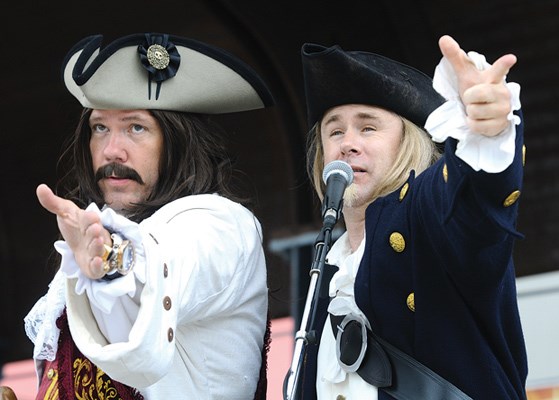 Captain Cornelius Cannonball, of the infamous ship the Black Pearl, and Ralph McQueasy were on hand at the party to MC.