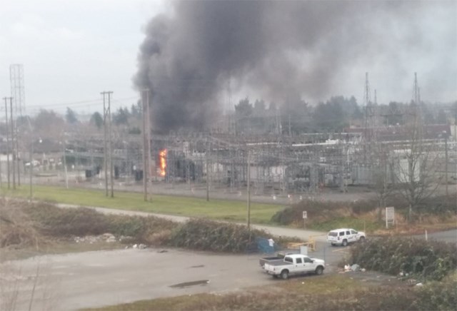 Fire at substation on No. 4 Road and River Drive in north Richmond around 9 a.m. Tuesday