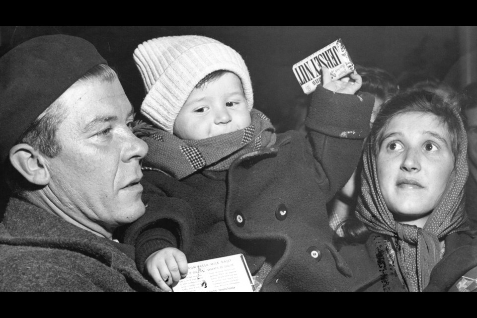 Hungarian refugees at the Immigration Building at the airport on Dec. 6, 1956.