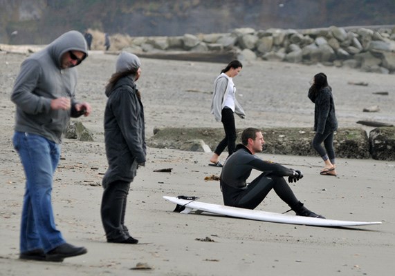 Strong west winds on Saturday brought out the surfing contingent as surfers and wind and kite surfers played on the large waves crashing onto Ambleside beach.