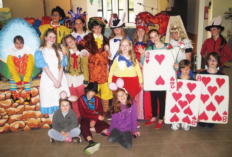 Most of the cast of Driftwood Theatre School’s Alice in Wonderland that was performed at the Heritage Playhouse in May.