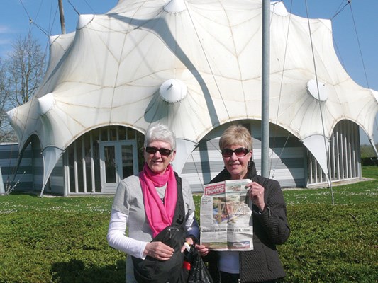 Marilyn Bullock and Fran Hodgkins stop at the National Liberation Museum 1944-1945 during a recent trip to the Netherlands, which included a Rhine River cruise.