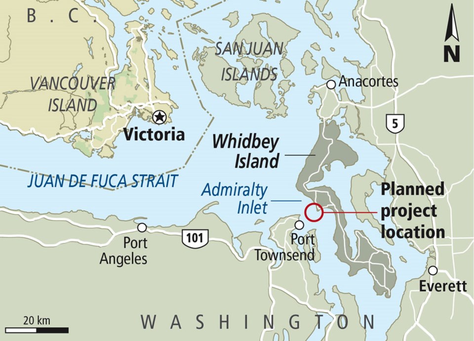 Site of Snohomish County Public Utility District's proposed tidal energy project