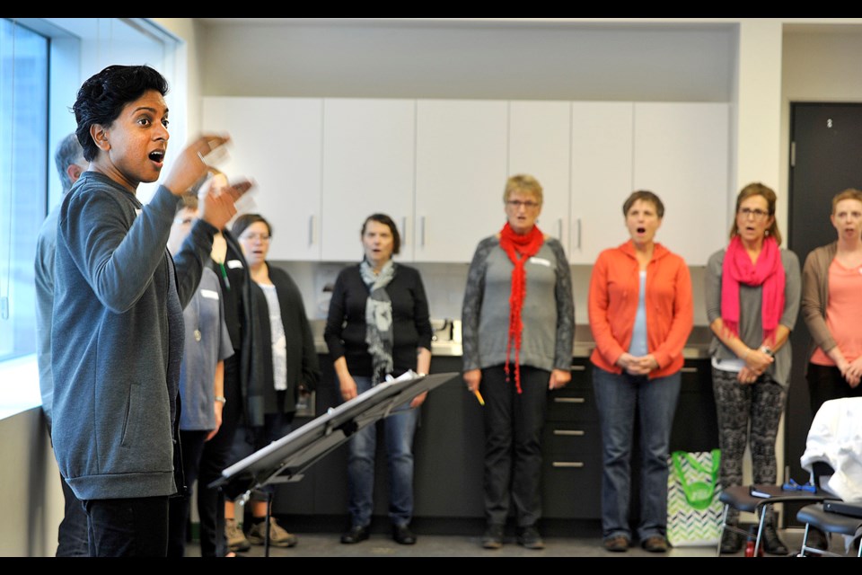 Shane Raman leads the Anvil Community Choir in rehearsal. The choir is welcoming new members for the new term.