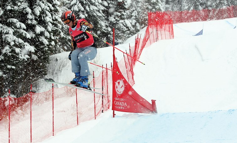 Reece Howden catches some air on Saturday as he competed in the Nor-Am Cup ski cross competition that took place at Tabor Mountain. The event, which took place on both Saturday and Sunday, saw a total of 36 men and women participate with some coming from as far away as Maine. Citizen Photo by James Doyle January 16, 2016