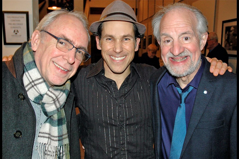 Artistic directors Norman Armour (PuSh, left) and Bill Millerd (Arts Club, right) presented Rick Miller’s BOOM at the Granville Island Stage. The actor, playwright and genius behind the one-man multi-media show explores the baby boomer generation in a rapid-fire history lesson filled with music and impressions.