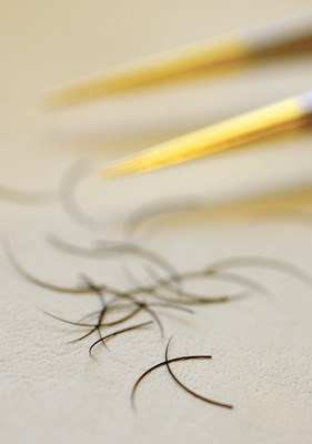 A Glam set of Misencil lash extensions from LashFabulous are full yet natural looking.