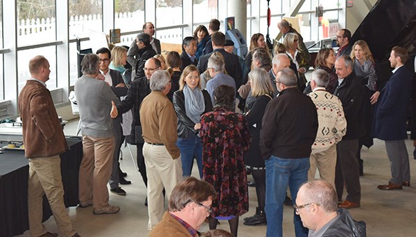 The crowd at the West Coast Railway Heritage Park for the mayor's annual speech last week. She wrote a rhyming poem as her speech, which touched on a variety of subjects and also included potty humour.