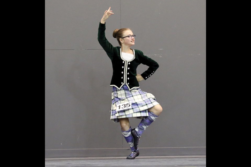 Sydney Kupferschmid takes the stage at Prince George Civic Centre on Saturday as she performs at the 2nd Annual Reel North Highland Dance Competition. Citizen Photo by James Doyle January 30, 2016