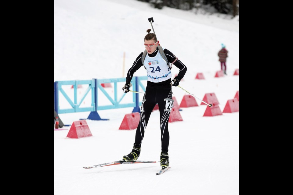 Colton MacDougall of the Caledonia Nordic Ski Club starts his race on Sunday at Otway Nordic Centre. Approximately 75 athletes took part in B.C. Cup Biathlon races. Citizen Photo by James Doyle January 31, 2016