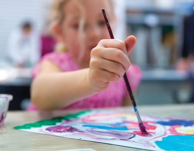 The South Delta Artists Guild gave youngsters an opportunity to try their hand at painting during a session last Saturday at Gallery 1710 in Tsawwassen. Makayla of Tsawwassen takes a more refined approach.