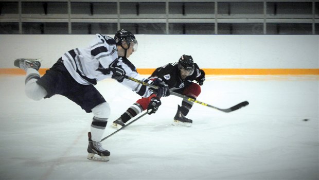 Mitchell Cobby of the North Van Wolf Pack fires a shot during a recent PJHL game. Cobby is third in the league in points and sits three points behind Spencer Quon’s single season franchise record of 69 with two games left to play. North Van will look to wrap up the PJHL regular season title tonight when they host Port Moody.