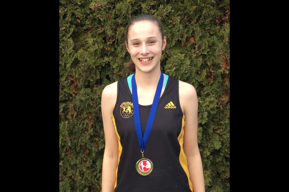 Topping the girls 14-15 year old 300m race at the Harry Jerome Indoor Invitational was Burnaby Striders' Katelyn Malmquist.