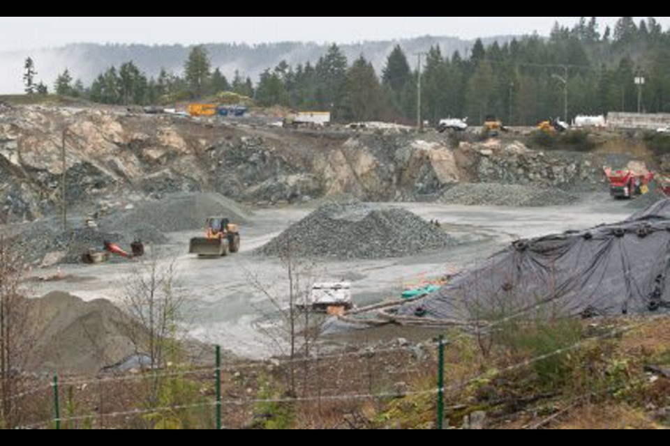 The Stebbings Road quarry uphill from Shawnigan Lake.