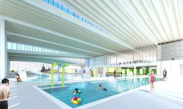 The pool area of the new Minoru Recreation Complex. Many residents wanted a larger, 50-metre pool to be built, as opposed to the one half that size that's being constructed