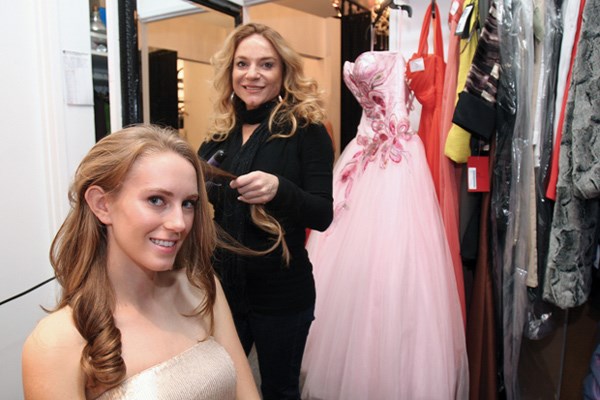 Model Hannah Wolverton has her hair done by Shear Bliss Hair Studio's Corene Lane, at Marilyn's of West Vancouver.